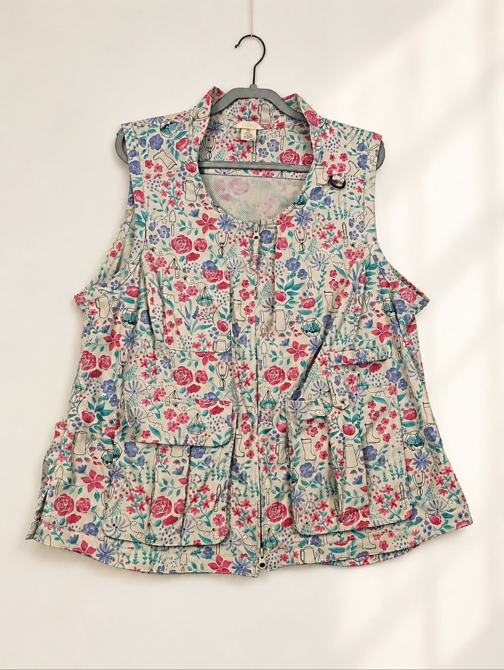 Duluth Trading Company Womens Size 1X Grey Heirloom Gardening Vest Multi Pockets